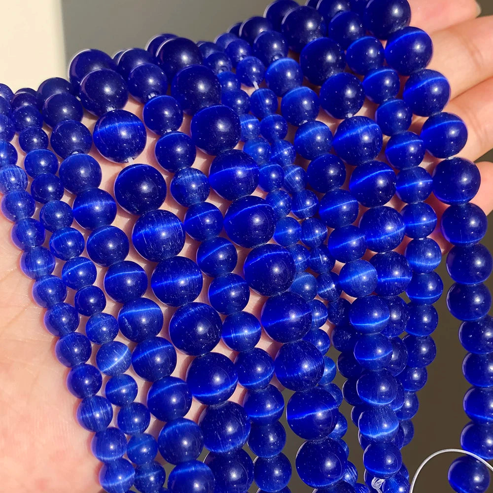 Natural Moonstone Cat Eye Beads — DIY Jewelry Making Strand