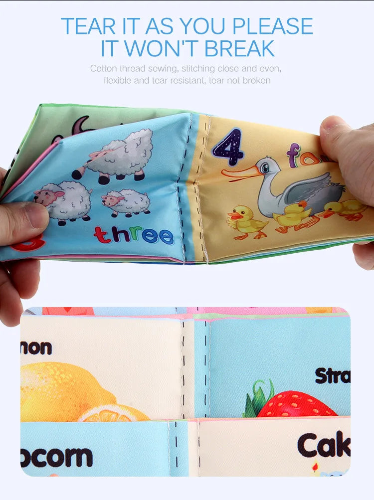 Soft Cloth Baby Books Set for Early Learning – Fruits, Animals, Numbers & More