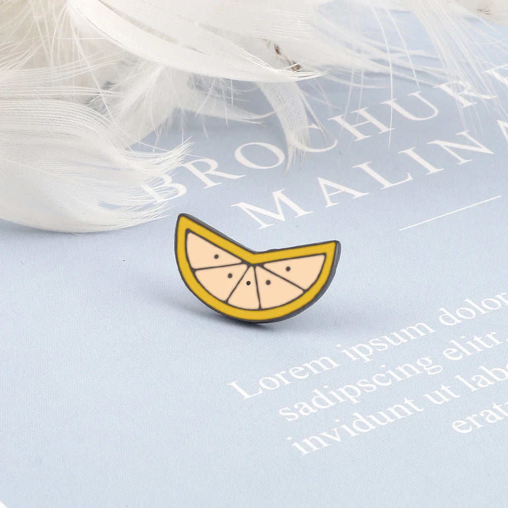 Fresh Fruit Enamel Pins Set — Lemon & Orange Brooches