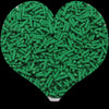 A heart shape filled with green soft polymer clay candy sprinkles for cake decorating