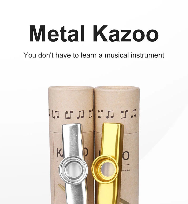 Gold-Plated Metal Kazoo with 5 Replacement Films