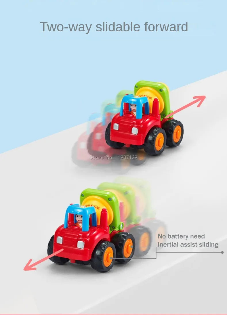Red and yellow two-way slide forward construction vehicle toy set