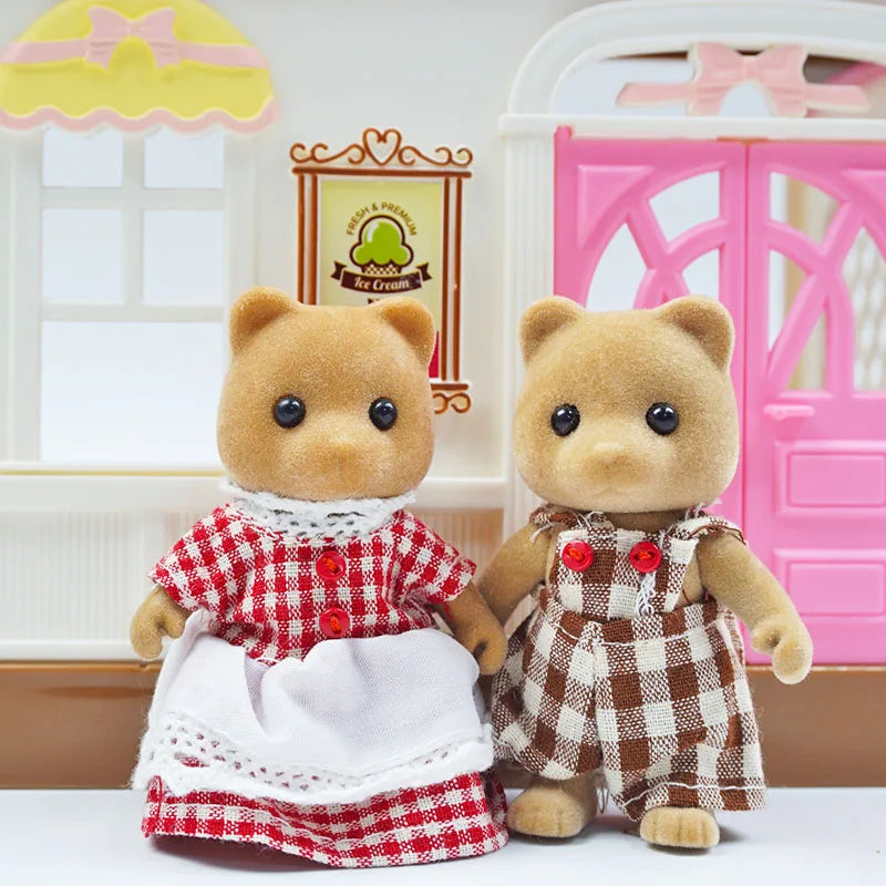 Forest Animal Family Dollhouse Set with Mini Furniture