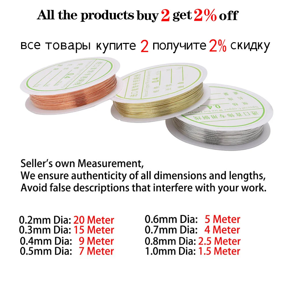 Rolls of copper beading wire in various diameters and lengths for jewelry making