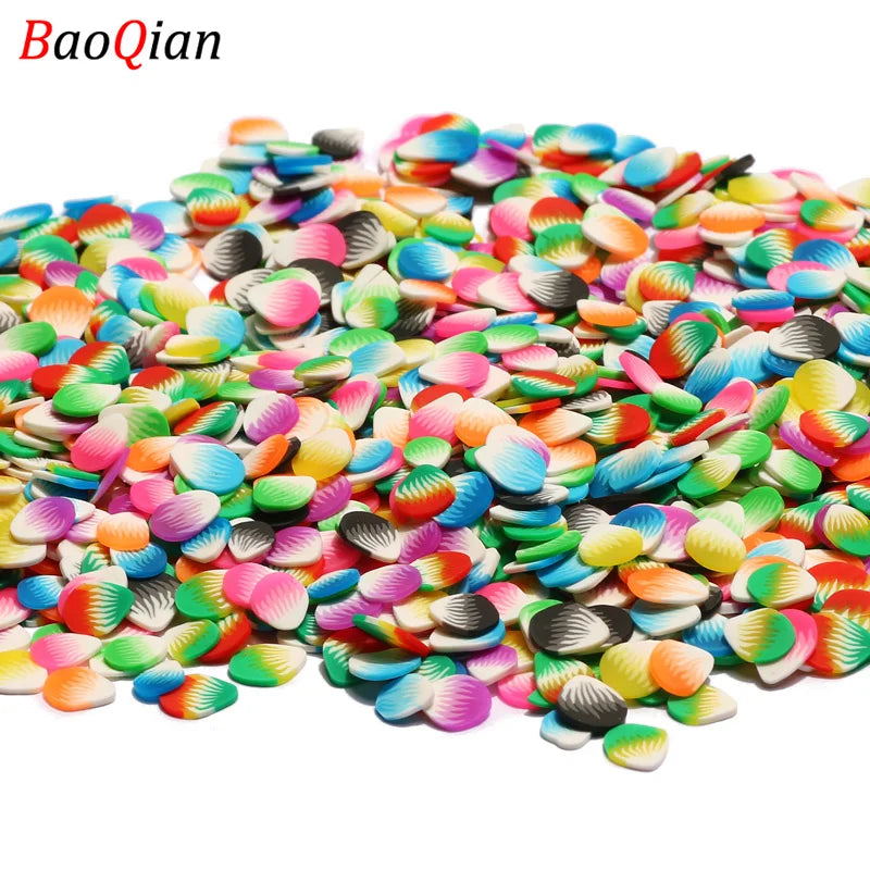 Assortment of colorful soft polymer clay slices for nail art and DIY crafts