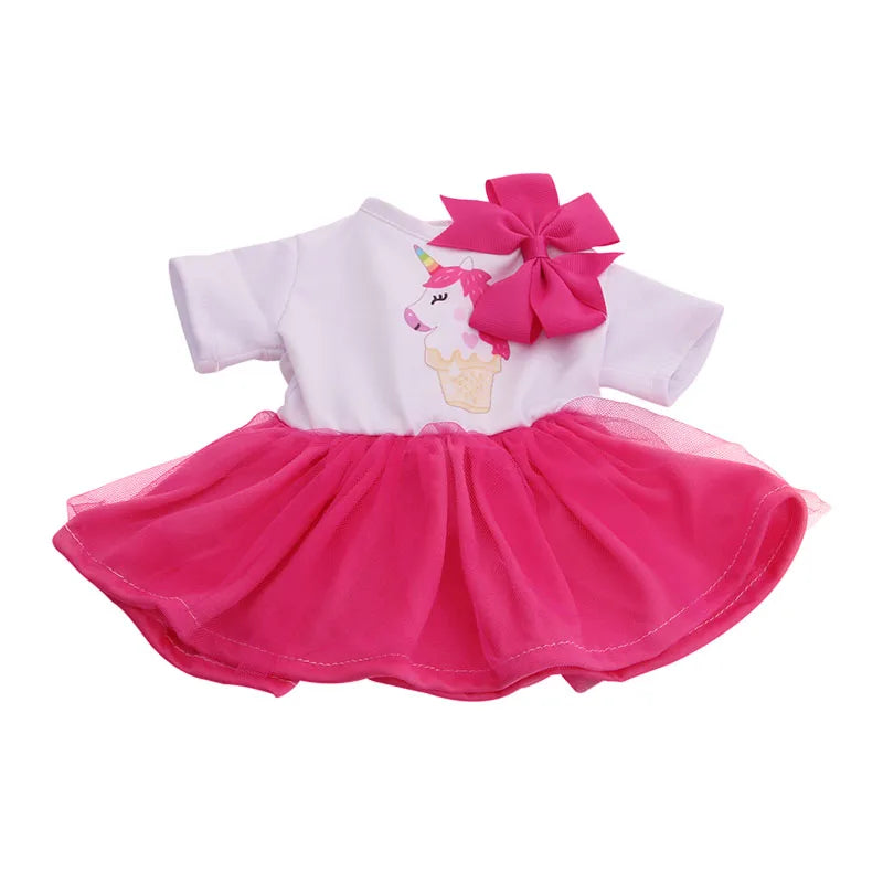 Pink and white handmade doll dress for an 18-inch American Girl doll featuring a bow and tulle skirt.