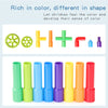 A set of colorful Montessori water pipe building blocks in various shapes and colors.