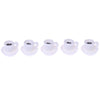 A set of five white mini resin coffee cups for dollhouse kitchens