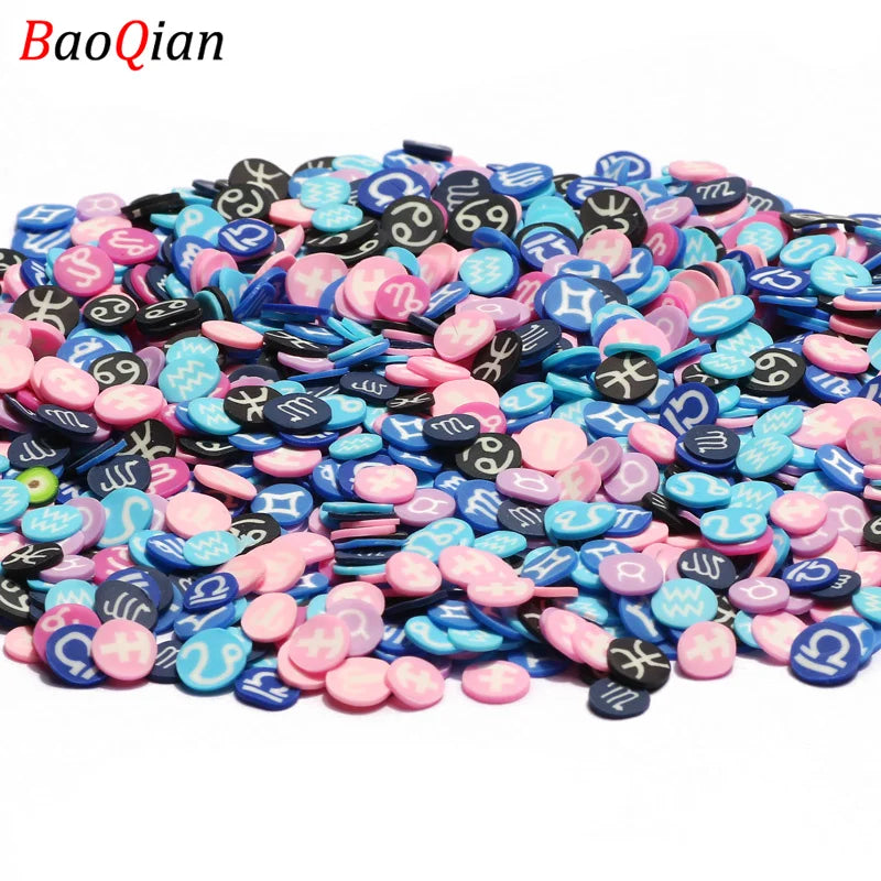 Assortment of colorful soft polymer clay slices for nail art and DIY crafts