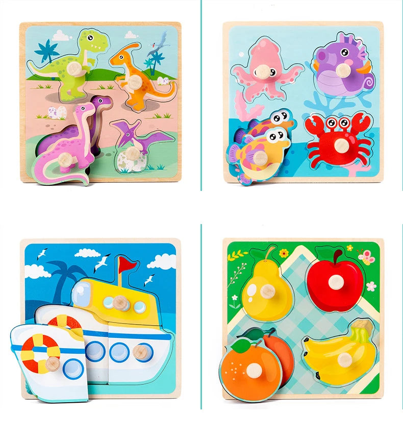 Wooden Animal Puzzle Board for Toddlers