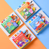 A set of colorful cloth books featuring farm, jungle, and circus animal tails for baby sensory development.