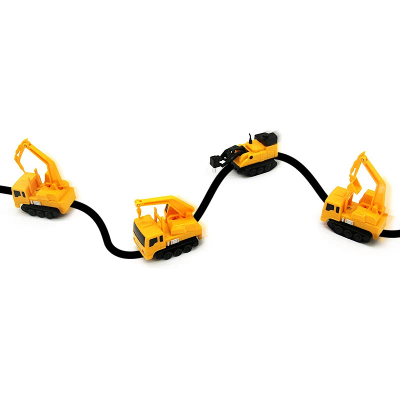Yellow line-following robot car toy with a pen and black wire
