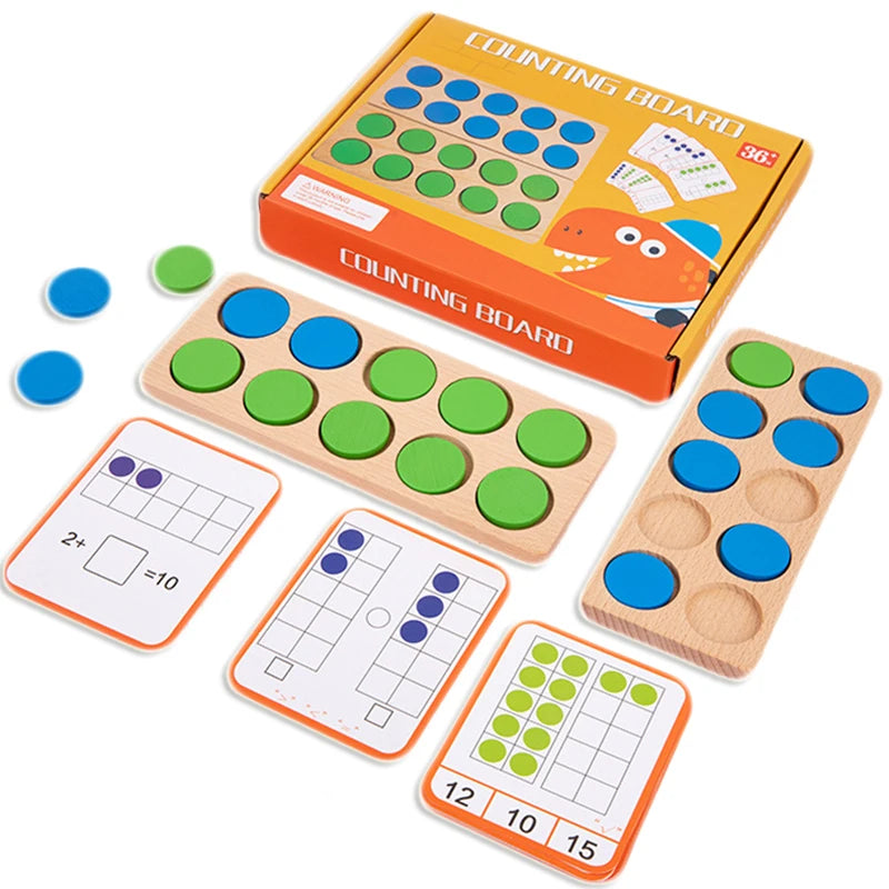 Wooden Ten-Frame Math Learning Set for Kids