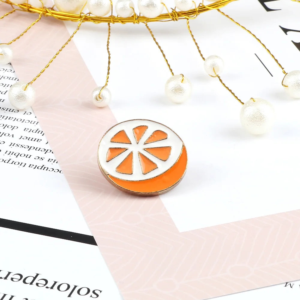 Fresh Fruit Enamel Pins Set — Lemon & Orange Brooches