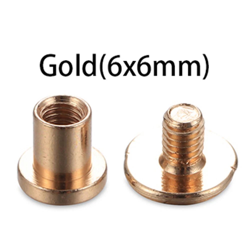 Gold 6x6mm brass rivets for leather craft and DIY
