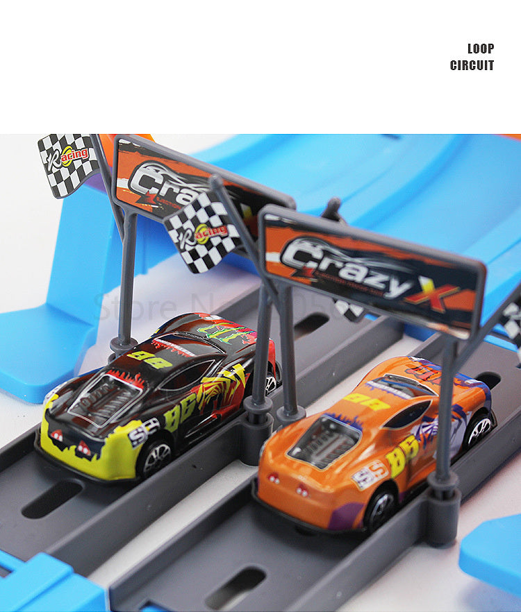 Double-Loop Racing Track Set with Inertia Cars