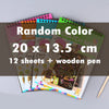 Rainbow Scratch Art Paper Notebook with Wooden Stylus - 12 Sheets of Colorful Doodle Fun