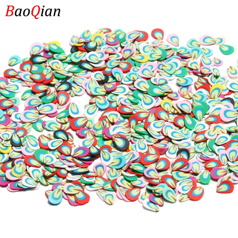 Assortment of colorful soft polymer clay slices for nail art and DIY crafts