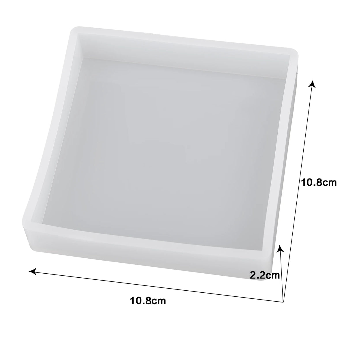 A white geometric resin casting mold with dimensions 10.8cm by 2.2cm.