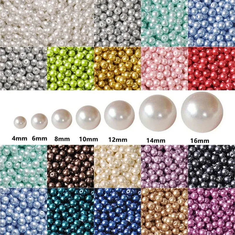 A collection of colorful ABS imitation pearl beads in various shades and sizes for DIY jewelry making.