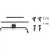 A set of 1:12 scale RC car steering wheel and interior upgrade parts including rods, brackets, and screws.
