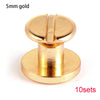 A set of 10 decorative heart brass rivets, 5mm in size, used for leather craft and DIY projects.