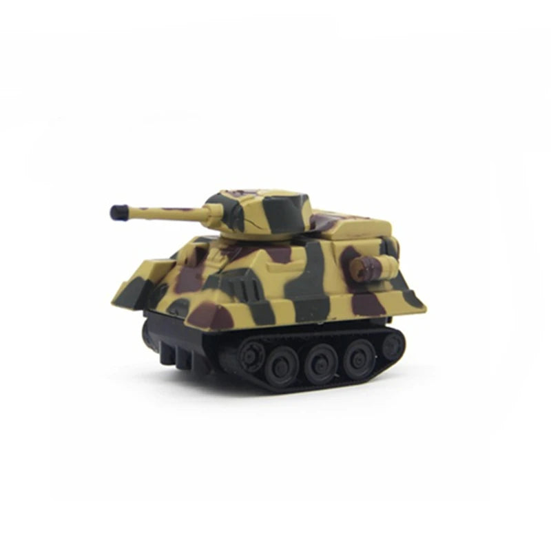 A yellow and brown camouflage line-following robot car toy with a pen.