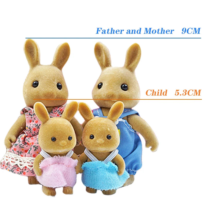 Forest Animal Family Dollhouse Set with Mini Furniture