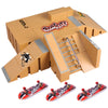 A cardboard finger skateboard park set featuring ramps and a skateboard board.