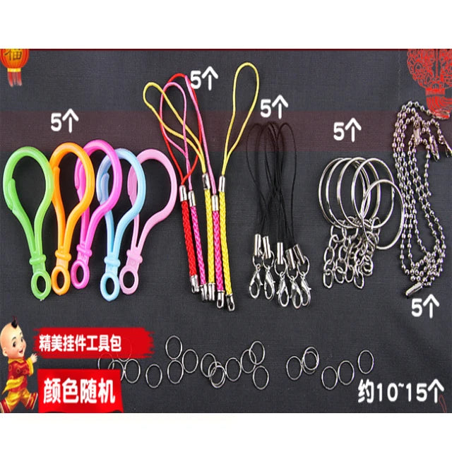 A collection of various colored fuse beads, including loops and strands, for 3D puzzles and crafts.