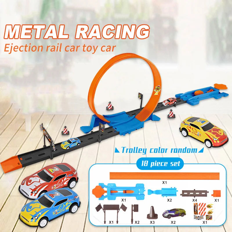Double-Loop Racing Track Set with Inertia Cars