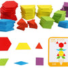 155-Piece Wooden Jigsaw Puzzle Set for Kids – Colorful Montessori Geometric Shapes Learning Toy