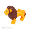 A yellow lion building block toy with a brown mane.