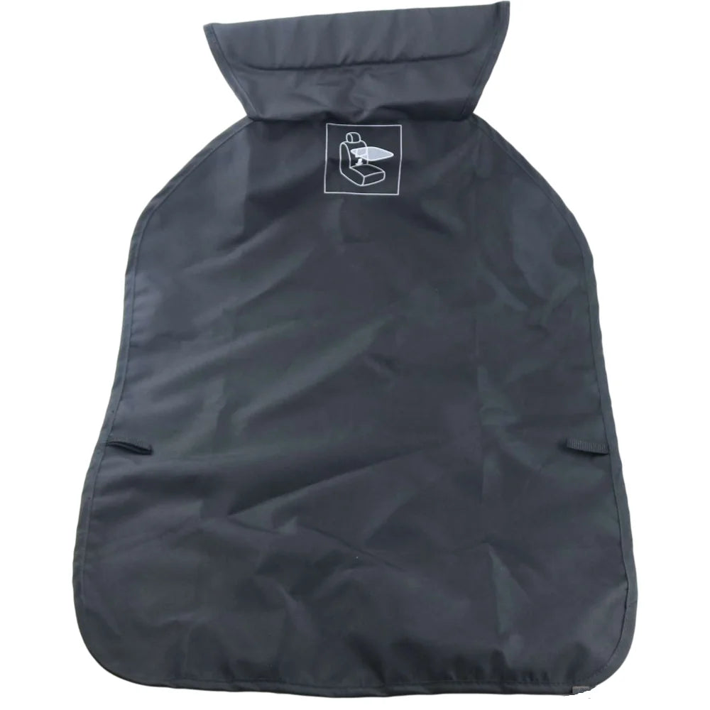 Black stroller accessory kit featuring a mosquito net, rain cover, and other items.