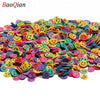 Assortment of colorful soft polymer clay slices for nail art and DIY crafts