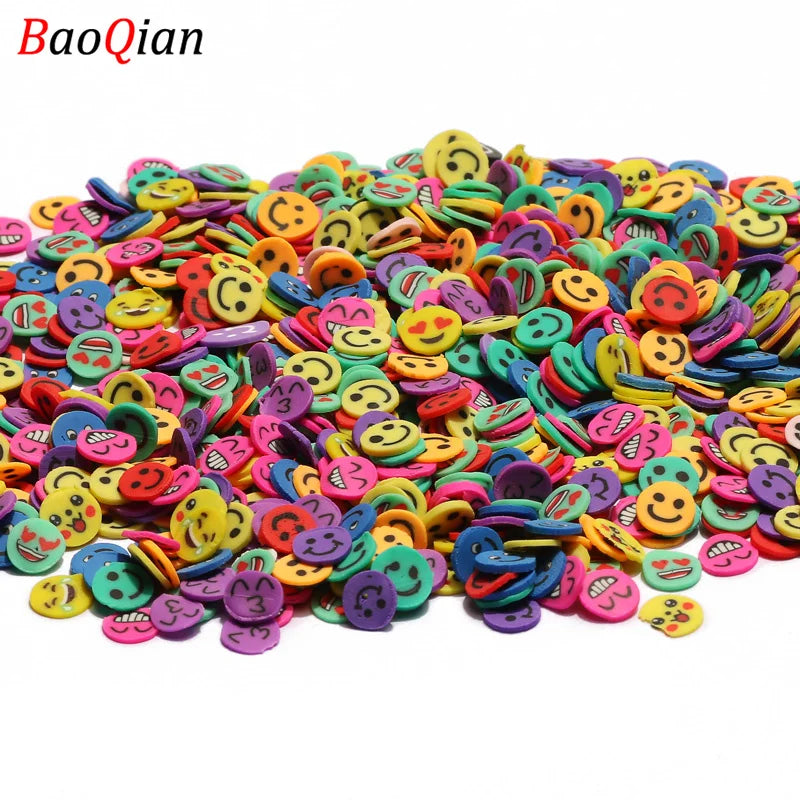 Assortment of colorful soft polymer clay slices for nail art and DIY crafts
