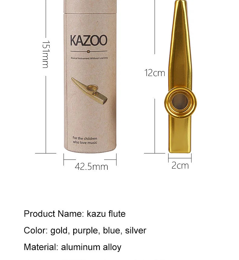 Gold-Plated Metal Kazoo with 5 Replacement Films
