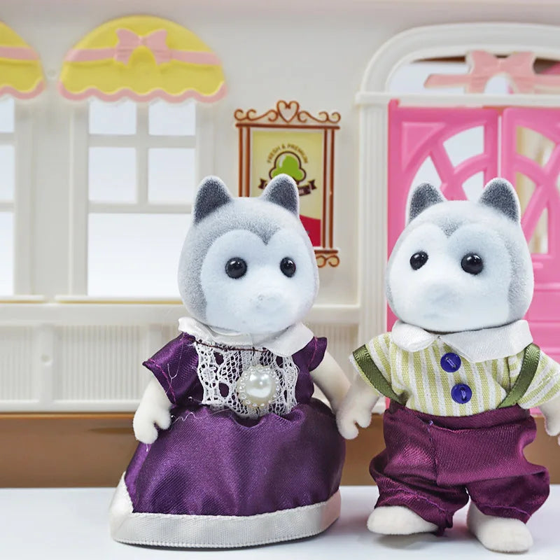 Forest Animal Family Dollhouse Set with Mini Furniture