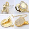 Gold initial rhinestone pacifier with clip and a round rhinestone charm