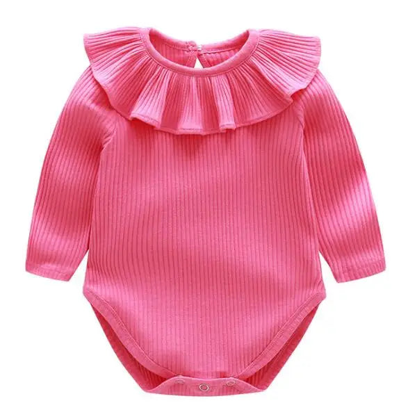 Baby Girls Lace-Trim Cotton Romper with Floral Details