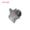 A 12mm black decorative star-shaped brass rivet for leather craft and DIY projects.