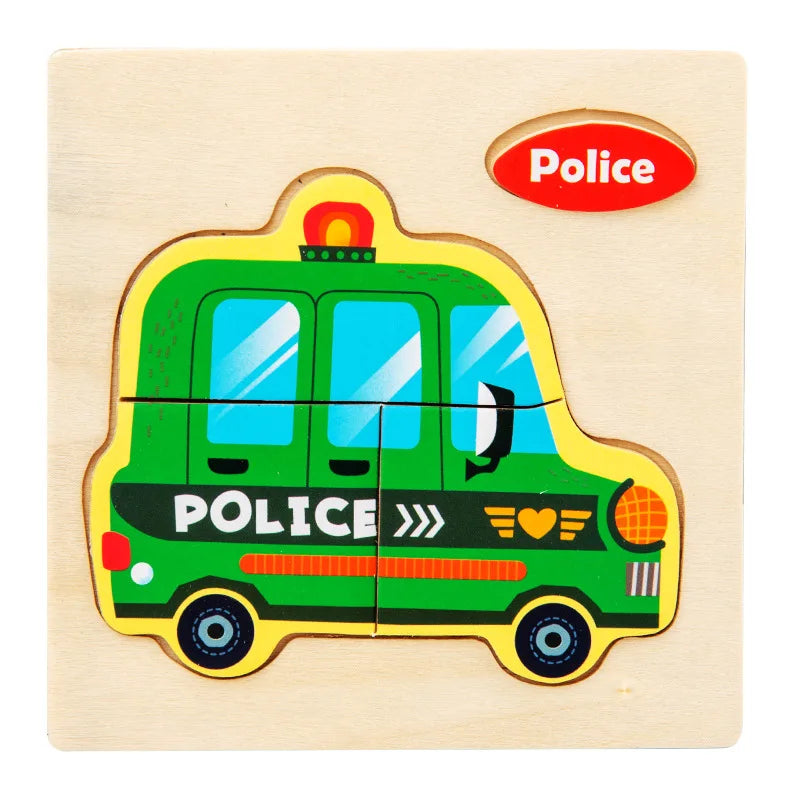 Wooden 3D Cartoon Animal Jigsaw Puzzle for Kids