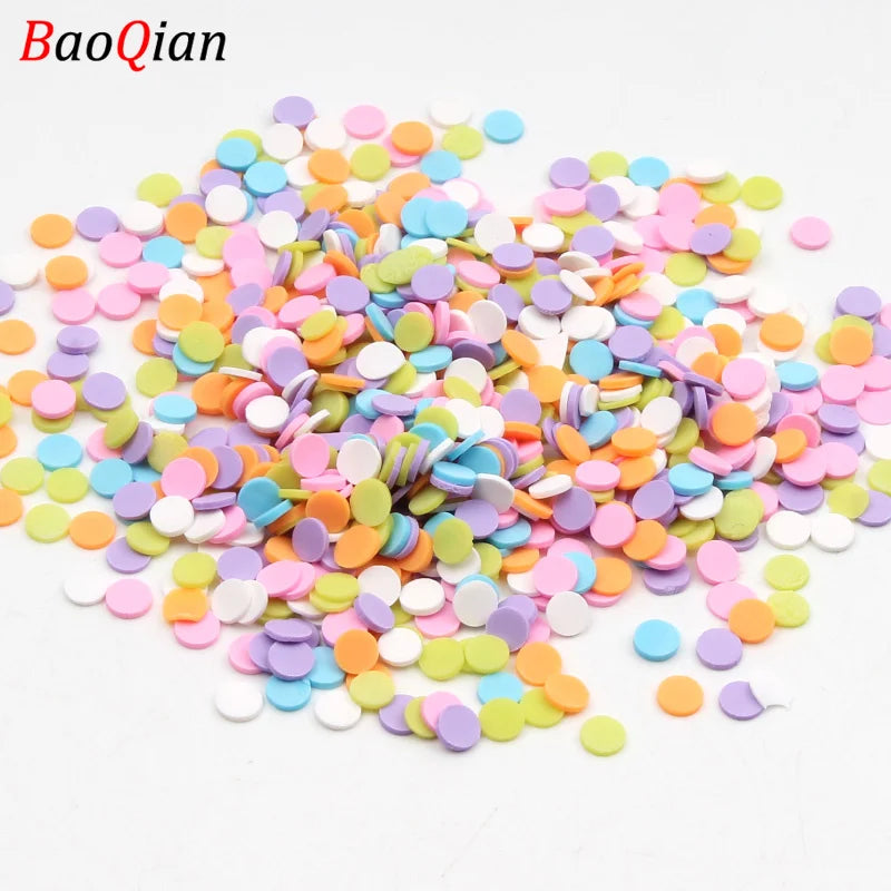 Assortment of colorful soft polymer clay slices for nail art and DIY crafts