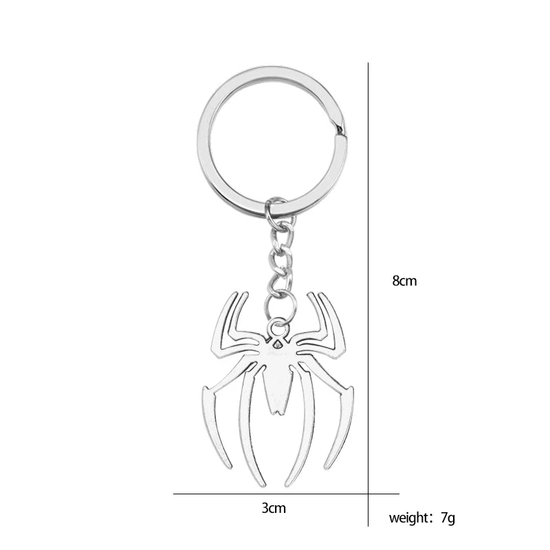 Silver spider hollow pendant animal keychain charm with a circular loop and a 3cm length.