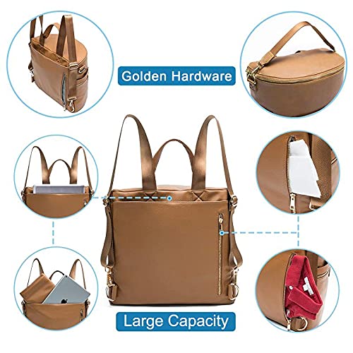 PU Leather Diaper Backpack with Changing Pad and Stroller Straps