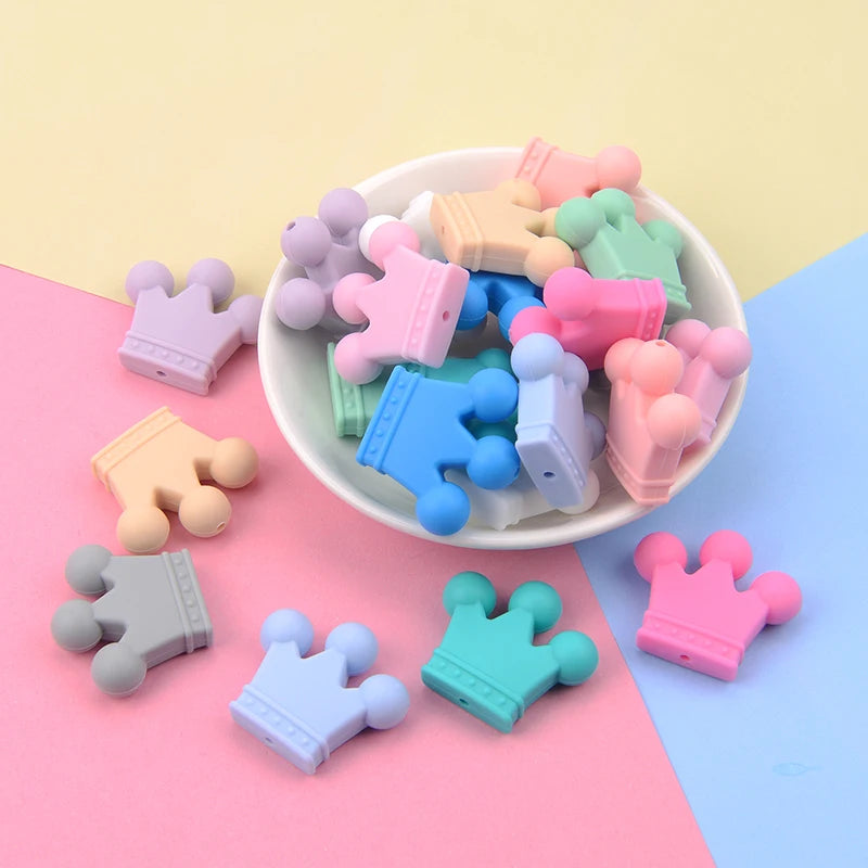 Crown Shaped Silicone Beads for DIY Jewelry & Teethers