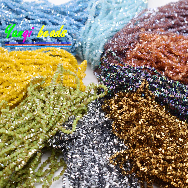 2mm Triangle Crystal Glass Beads for Jewelry Making (Approx. 130 Pieces)
