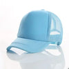 Light blue trucker hat with a mesh back and a curved brim