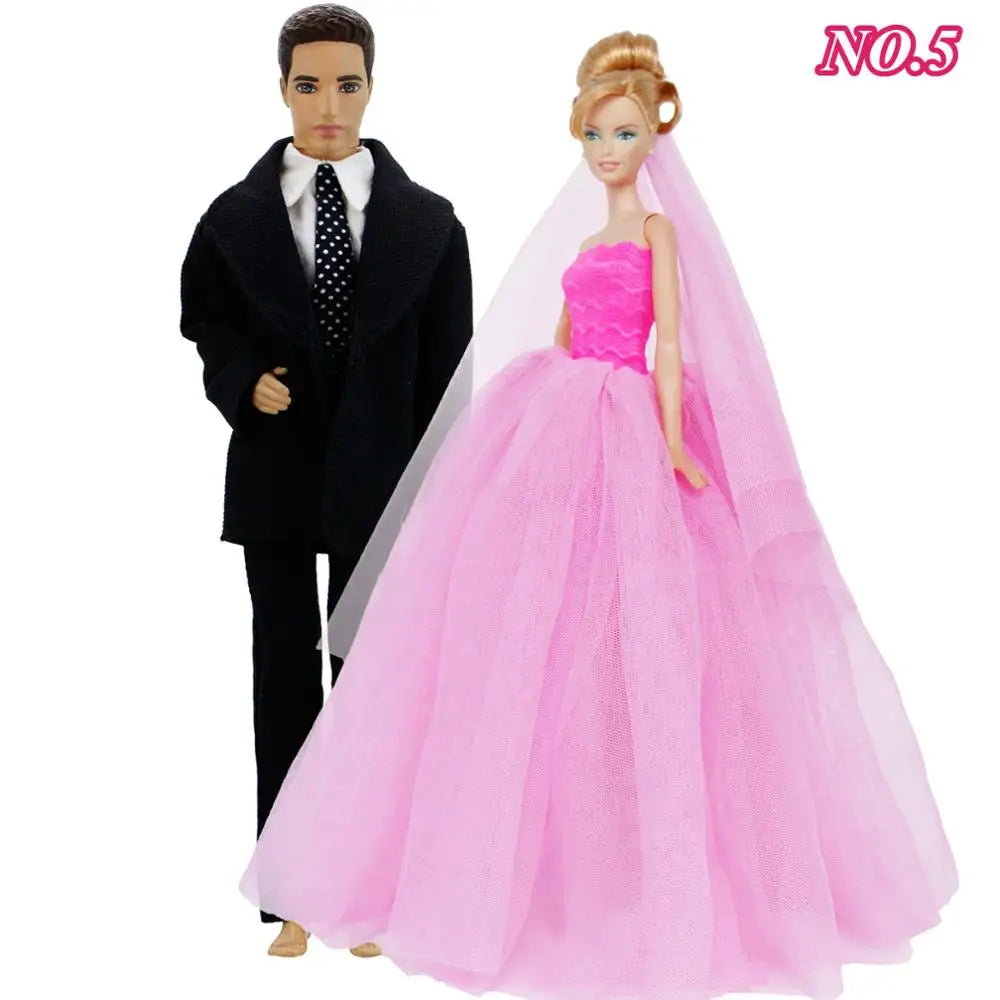 Doll Wedding Dress and Suit Gift Set for 11.5-Inch Fashion Dolls