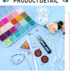 A variety of colorful glass seed beads in 24 shades are displayed in a storage box alongside jewelry making tools and rose pe